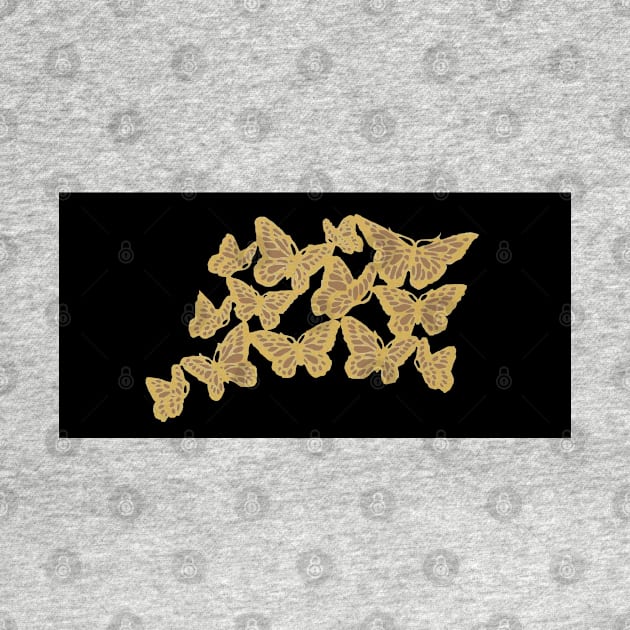 Gold Butterflies 5 - Black by AmazingCorn